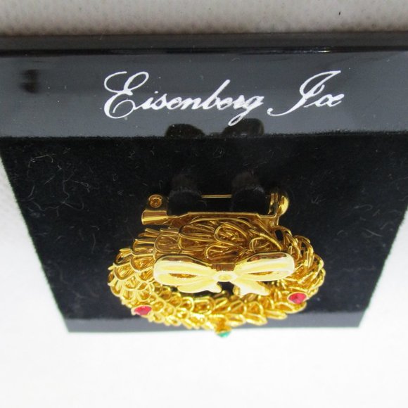 Eisenberg Christmas Wreath Brooch Eisenberg Rhinestone Christmas Wreath Brooch - Picture 8 of 14